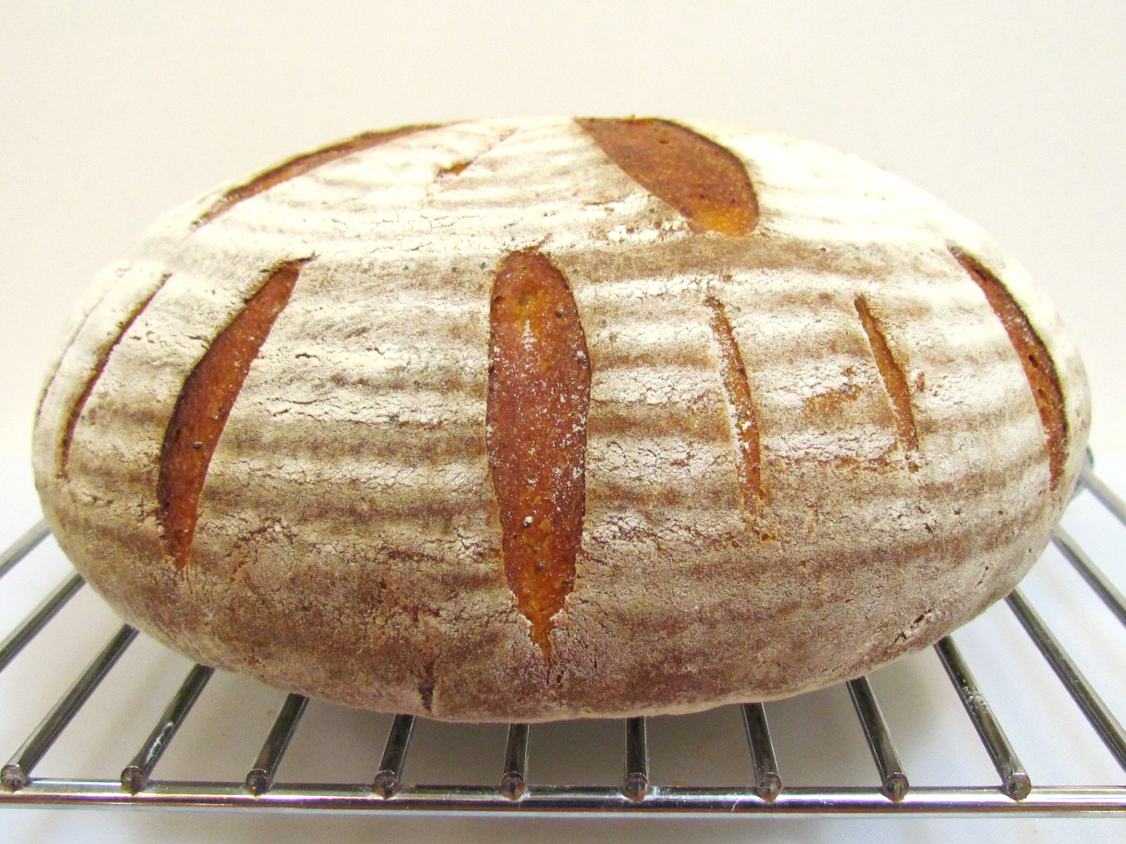 Sourdough pumpkin bread in the oven