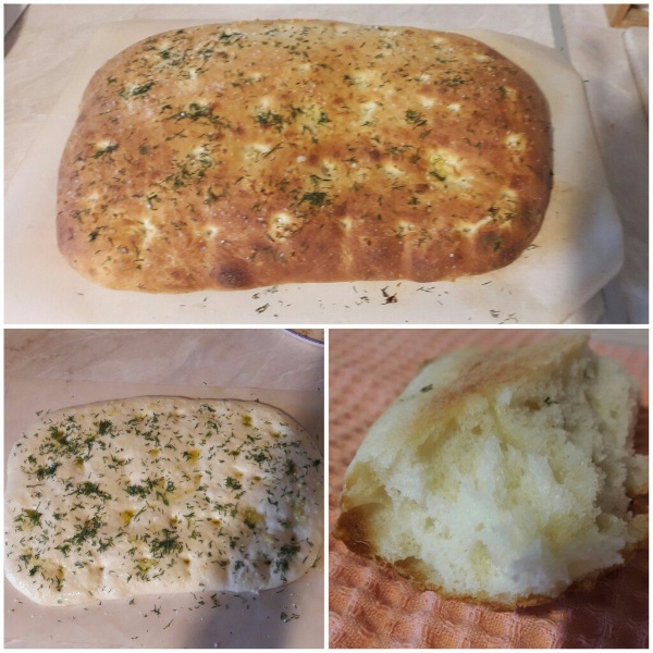 Focaccia z czosnkiem i koperkiem