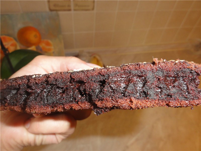 Chocolate cake on boiling water