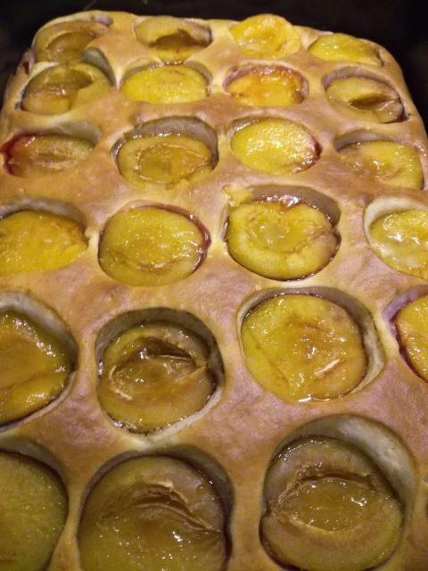 Pastel de ciruela con relleno de crema agria