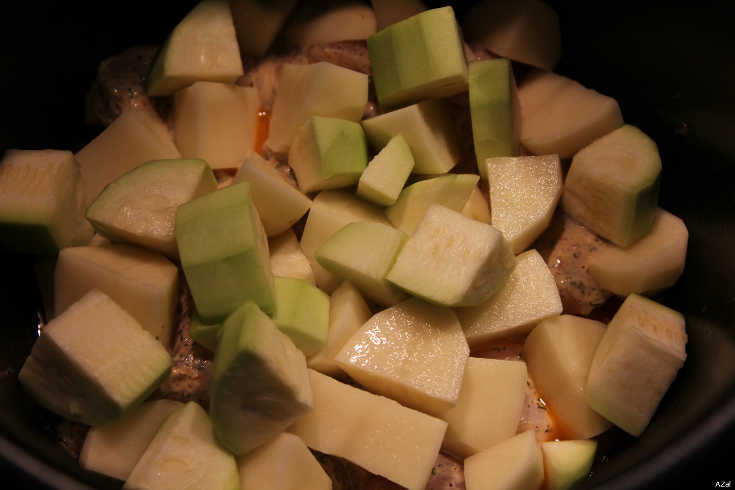 Fűszeres csirke zöldségekkel (Moulinex Minute Cook CE4000)