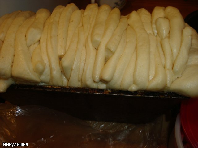 Italiaans brood Pane al latte Fisarmonica in de oven