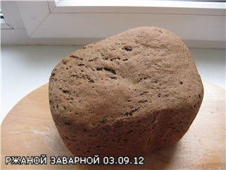 Gebrouwen roggebrood op kefir (broodbakmachine)