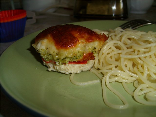 Muffin di pollo con broccoli e peperone