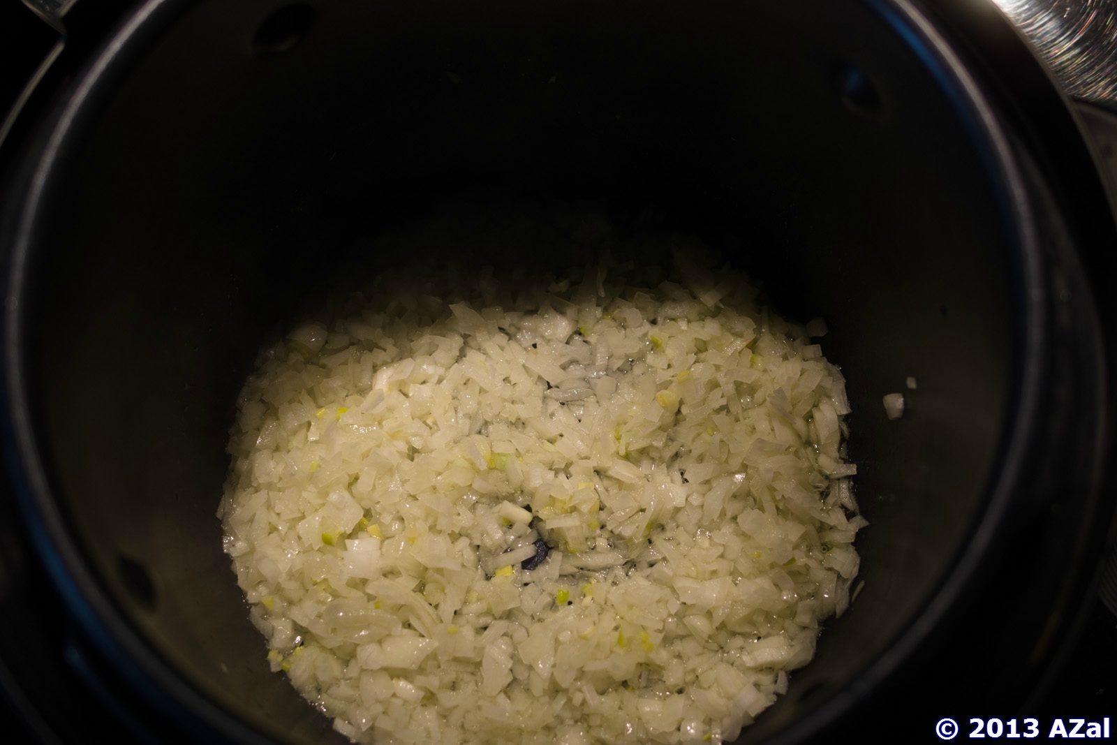 Porridge di grano saraceno con funghi prataioli e cipolle (multicooker Moulinex Minute Cook CE4000)