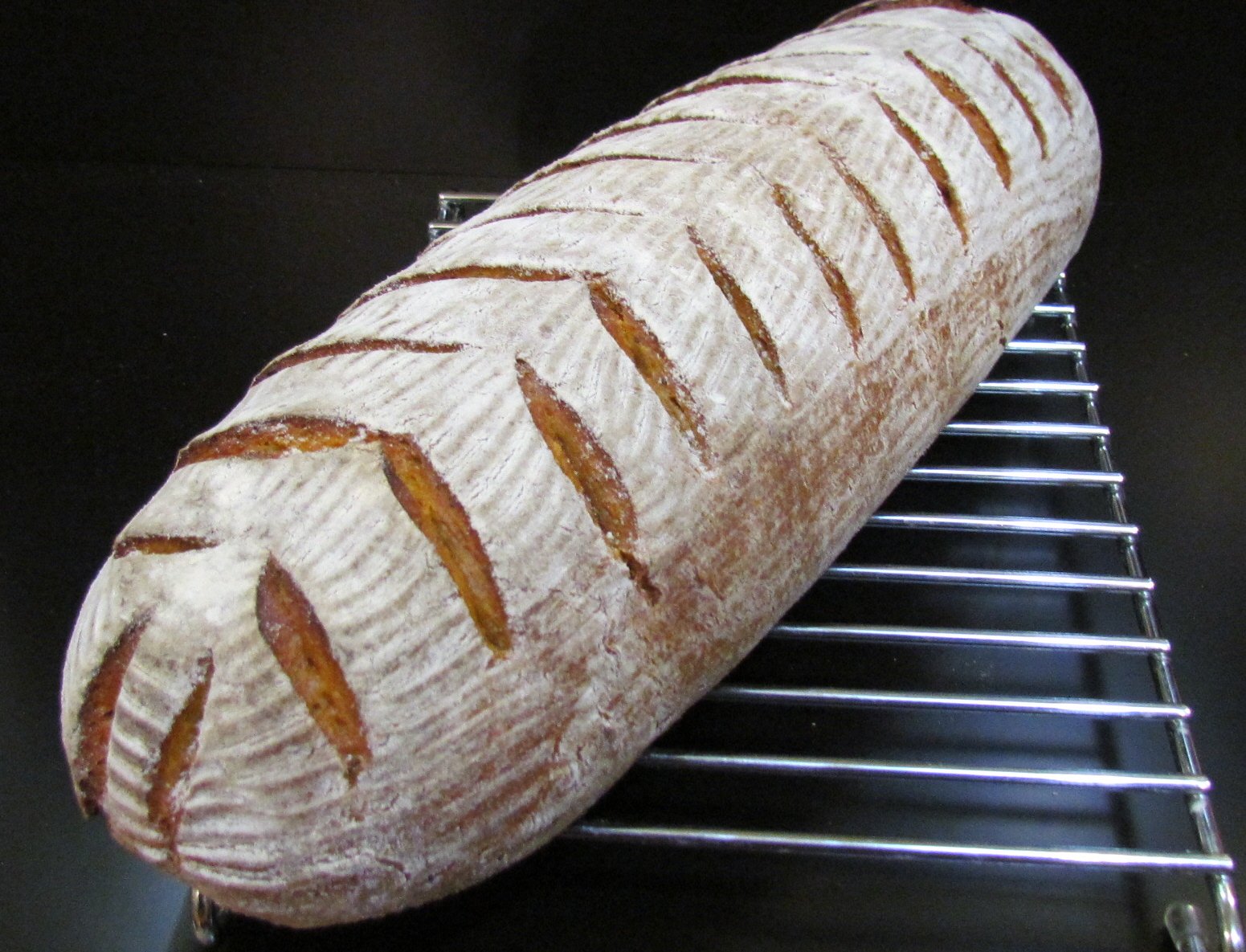 Sourdough pumpkin bread in the oven