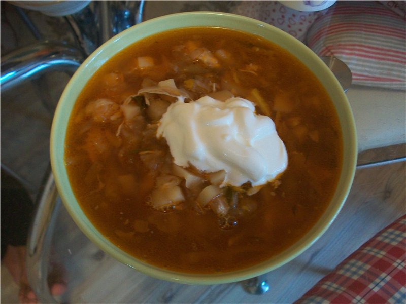 Borsch dell'Ucraina meridionale con ciambelle