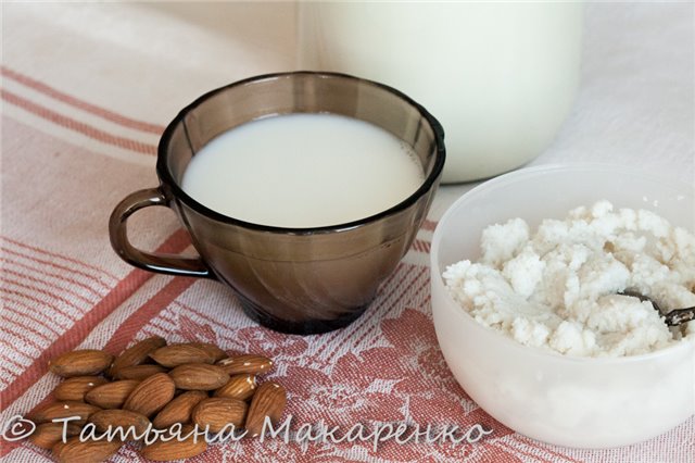 Almond milk in a soup blender