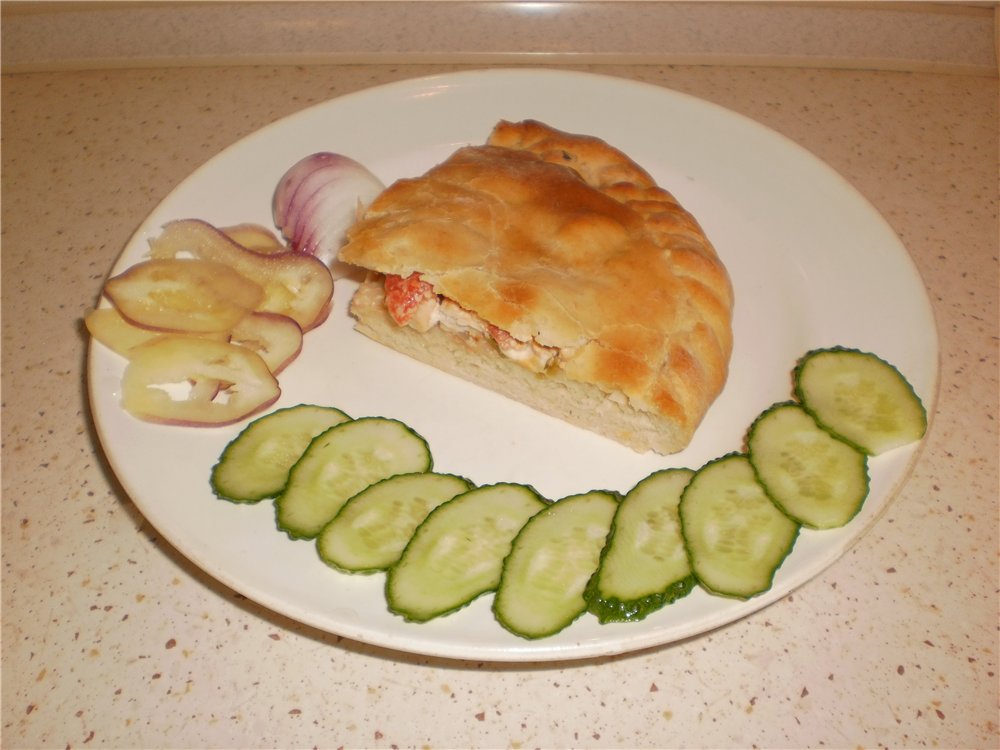 Pastel de pollo y tomate