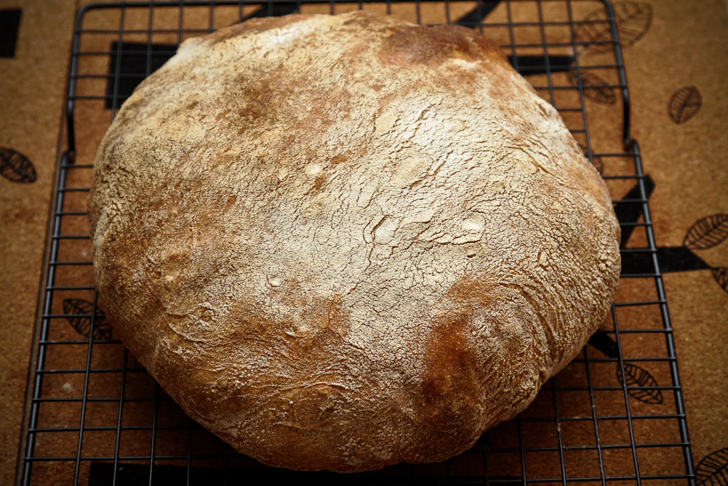 ขนมปังข้าวสาลีแบบชนบท (Pane Bigio) ในเตาอบ