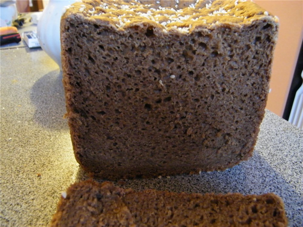 Pane di segale su kvas in una macchina per il pane