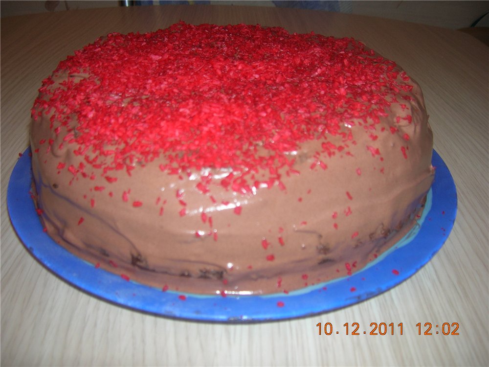 Chocolate cake on boiling water