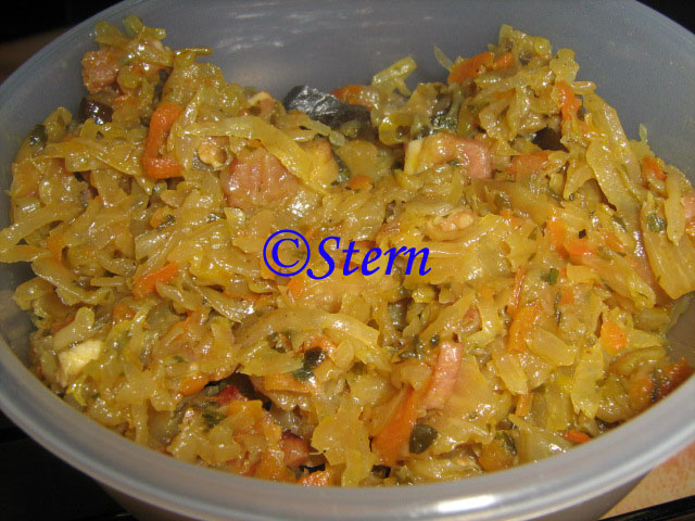 Repollo guisado con berenjena