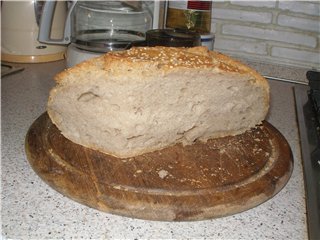 Pan de masa madre en el horno