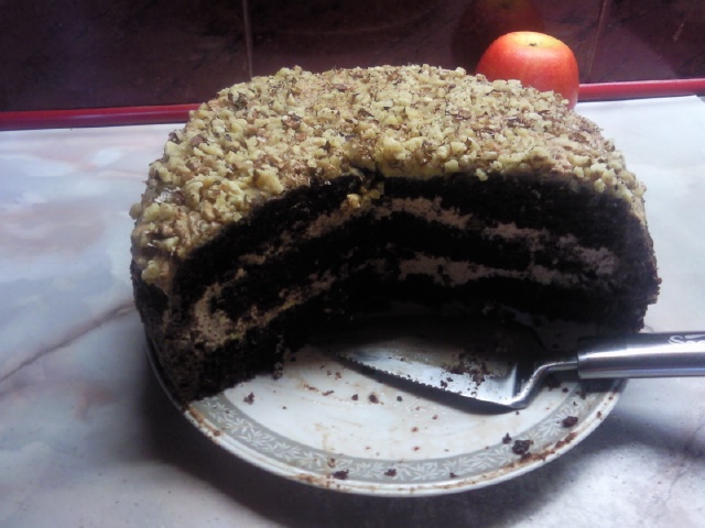 Chocolate cake on boiling water