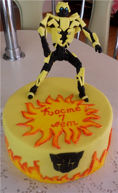 Cakes based on cartoons Transformers, Lego and other superheroes