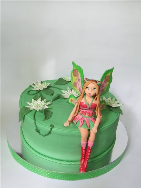 Mga cake na may mga engkanto batay sa cartoon Winx at iba pa