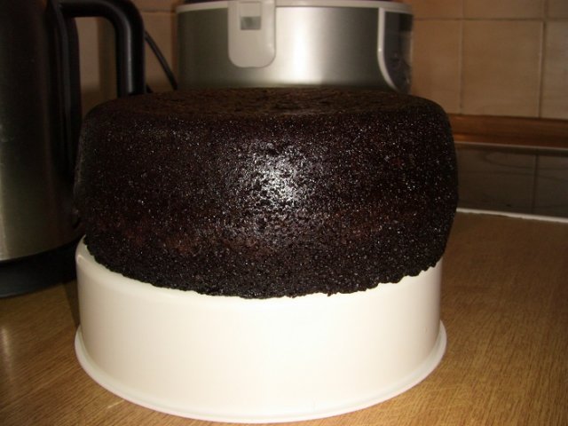 Chocolate cake on boiling water