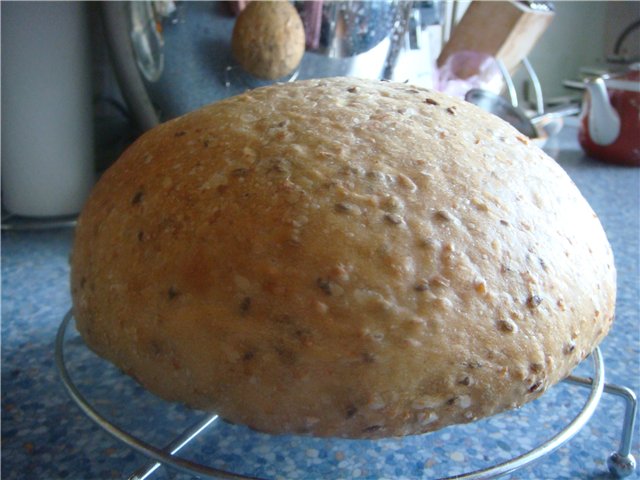 ขนมปังโฮลเกรนกับ sourdough (ในเตาอบ)