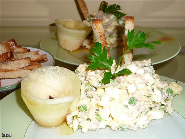 Salade van kabeljauwlever