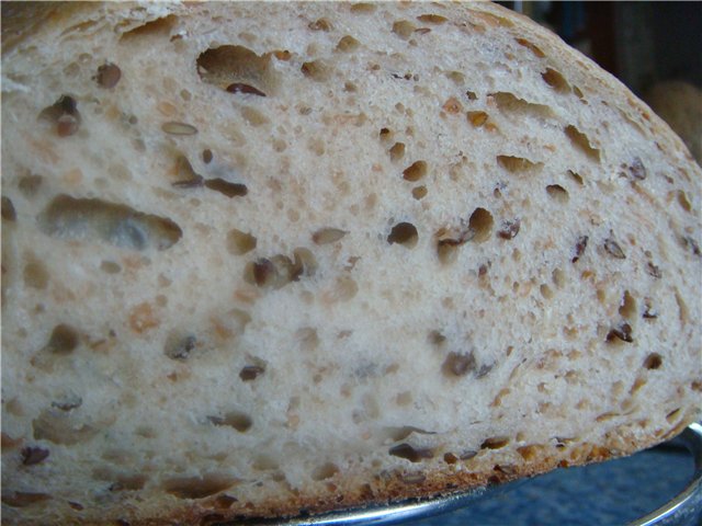 ขนมปังโฮลเกรนกับ sourdough (ในเตาอบ)