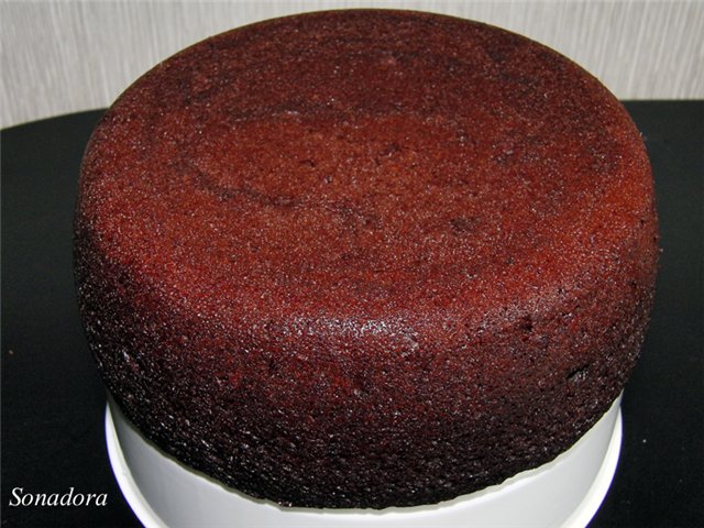 Chocolate cake on boiling water