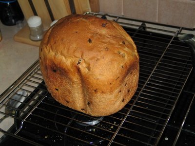 Stokbrood met uien in een broodbakmachine (door Bulochka)