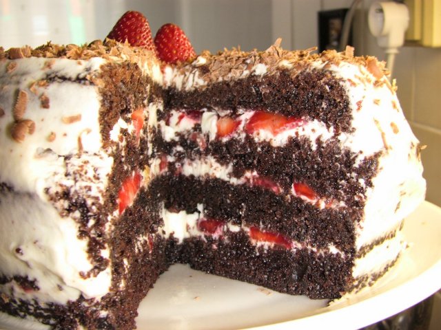 Chocolate cake on boiling water