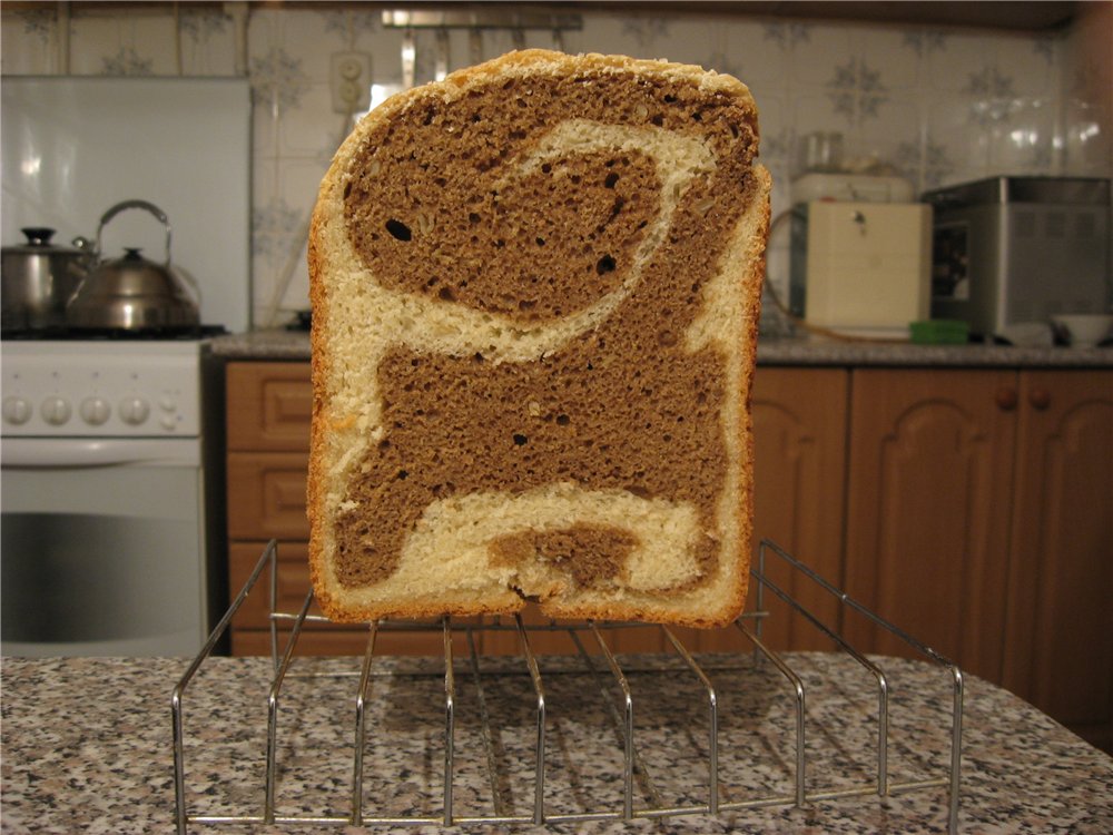 Bread black and white duo in a bread maker