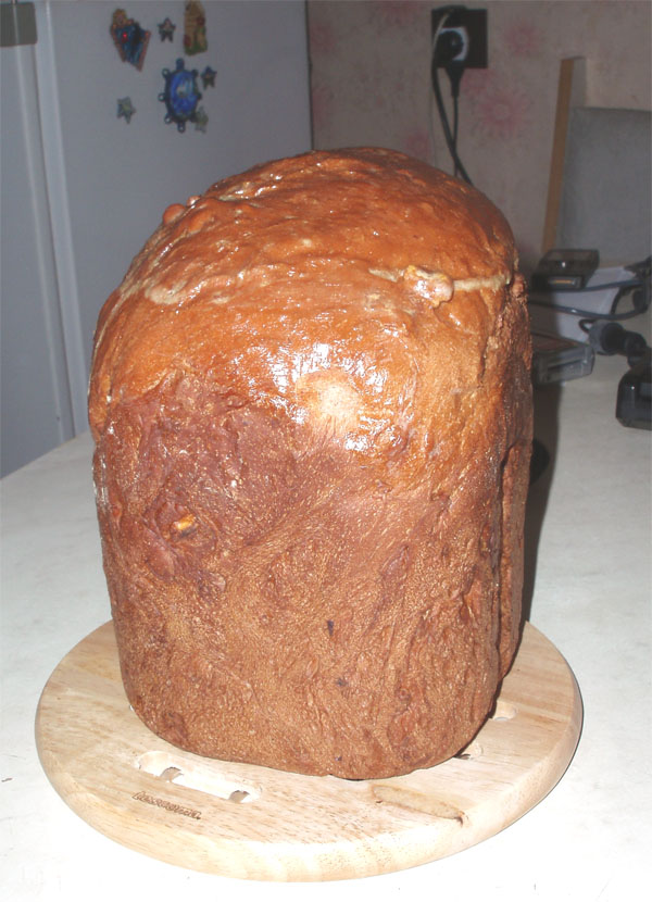 Pane al cioccolato con noci in una macchina per il pane