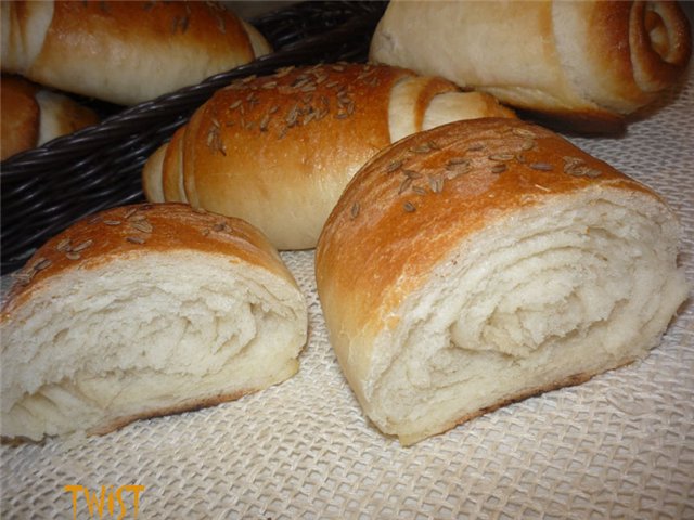 Arrows with caraway seeds on a thick dough