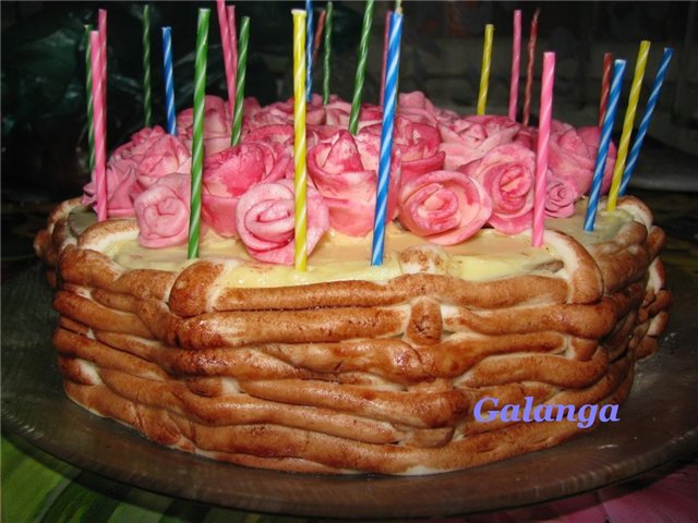 Chocolate cake on boiling water