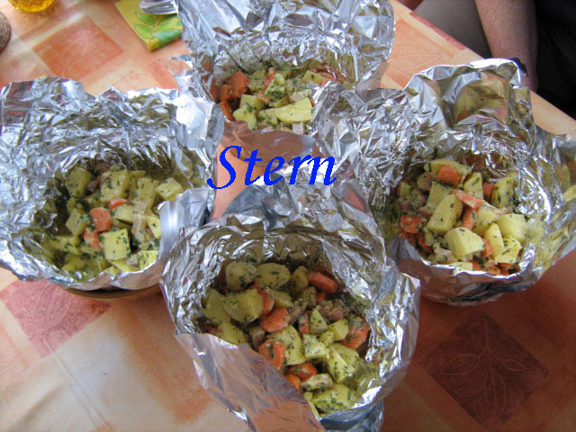 Marinated potatoes baked in foil