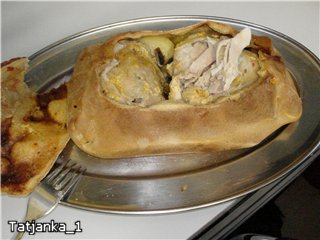 Chicken in caraway dough