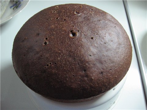 Chocolate cake on boiling water