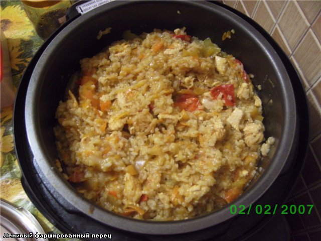 Lazy stuffed peppers in an Elbee pressure cooker