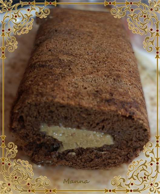 Semolina chocolate roll na may halva cream