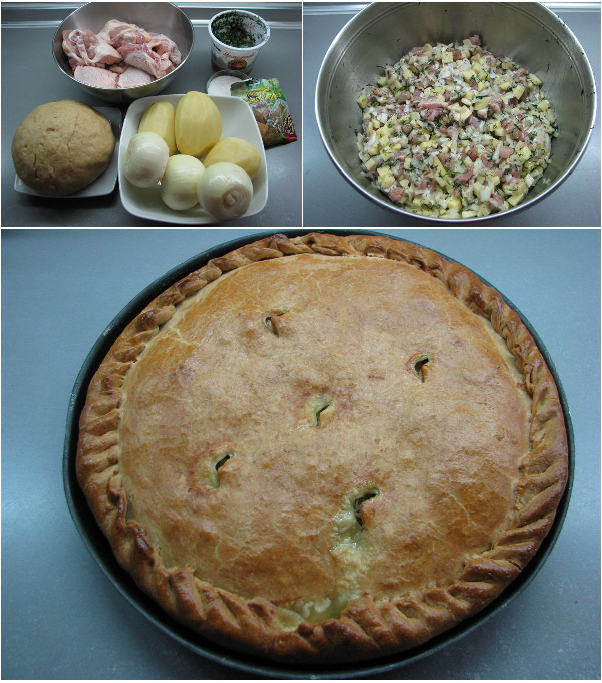 Crimean Tatar pie na may karne at patatas Kubete