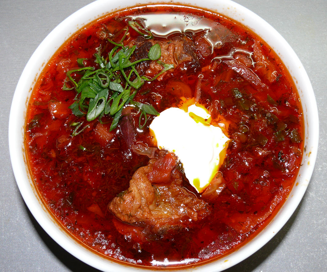 Borscht in a cauldron