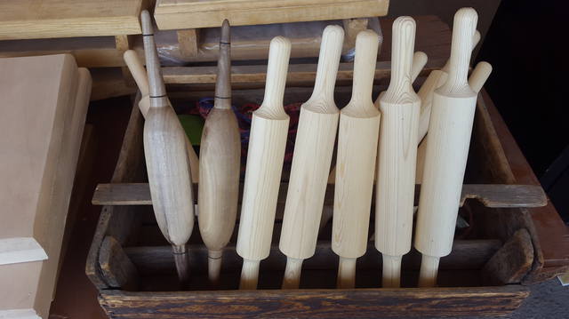 Rolling pins and scrapers for dough