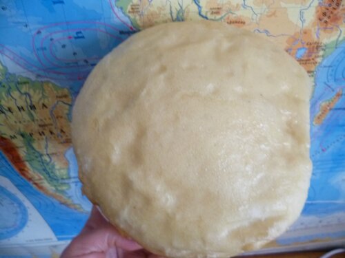 Bollo casero en una cacerola en el horno.