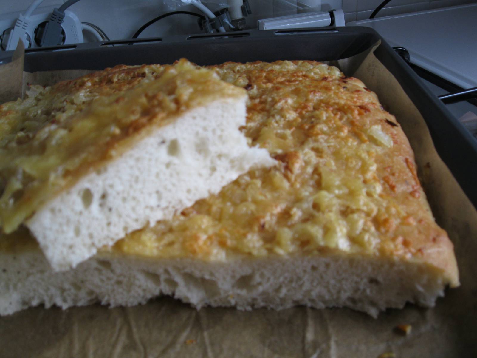 Patata de focaccia amb ceba