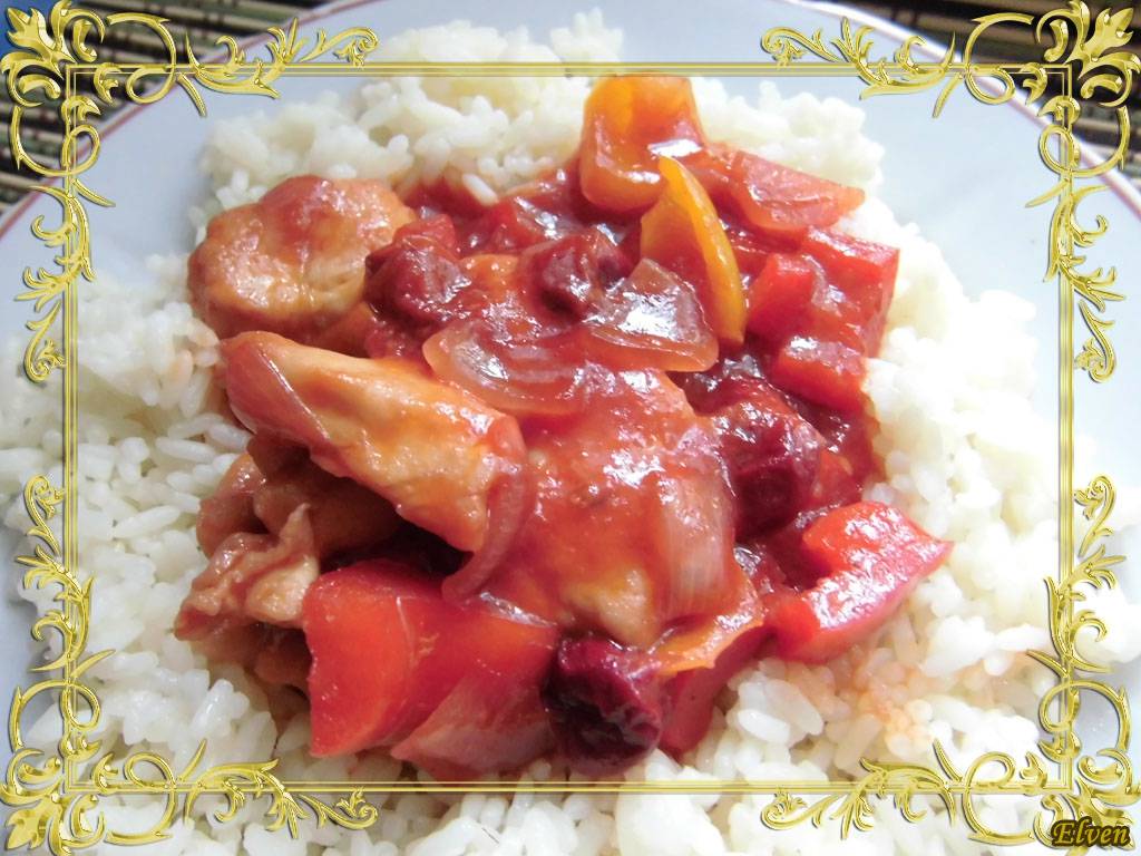 Pollo agridulce con cerezas