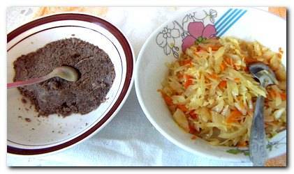 Pies with cabbage, meat and plum jam