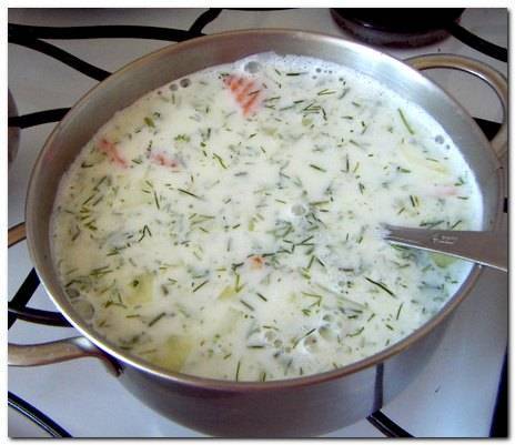 Sopa de verduras con leche