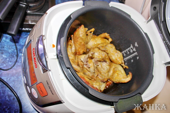 ซากนกกระทาในน้ำผลไม้ (multicooker Cuckoo 1054)