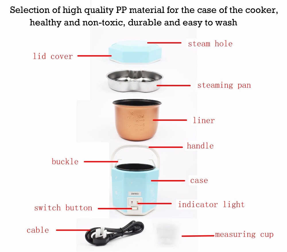 Mały ekonomiczny urządzenie do gotowania ryżu w kształcie ośmiokąta (1,2 litra)
