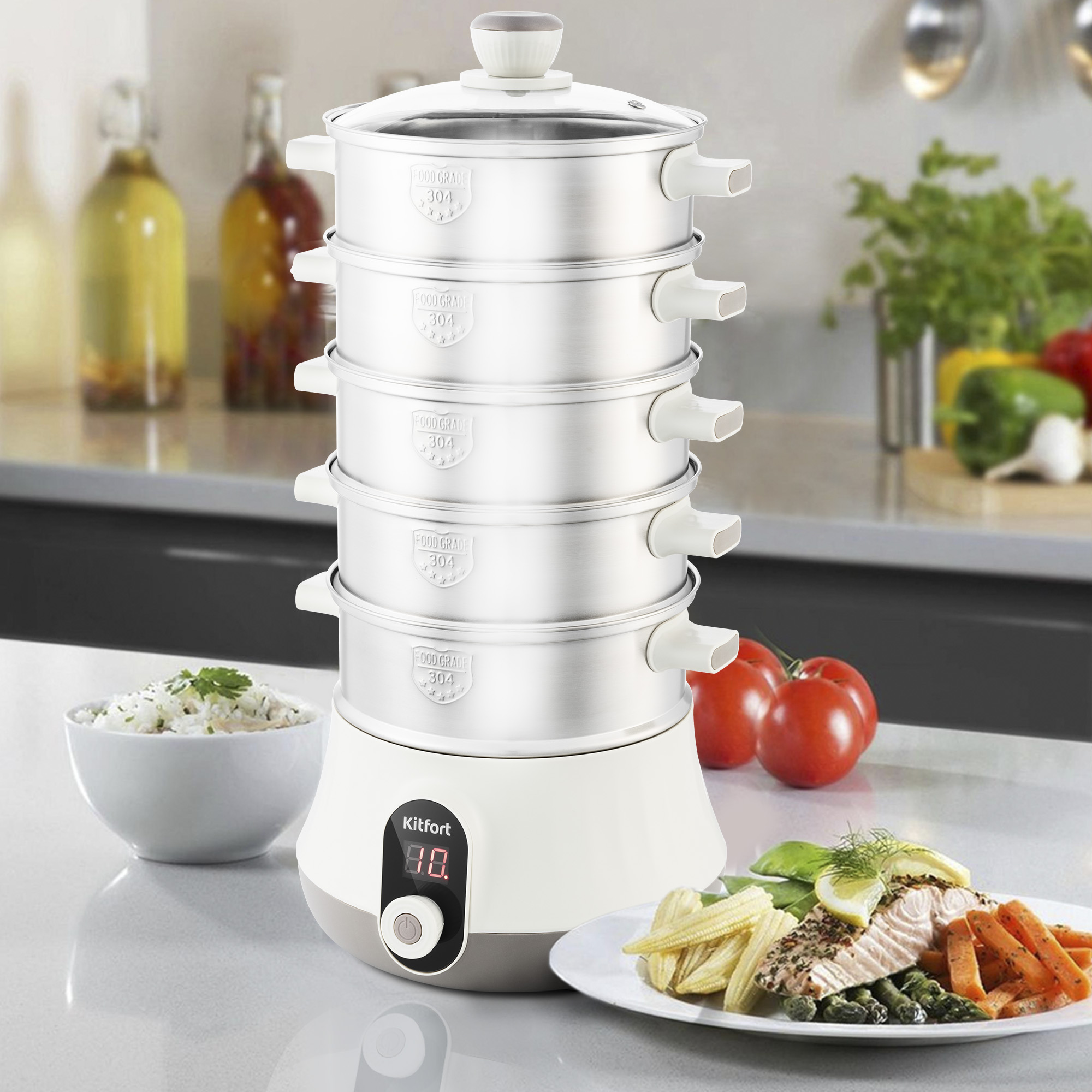 Steamer Kitfort KT-2035: cocine hasta cinco platos al mismo tiempo