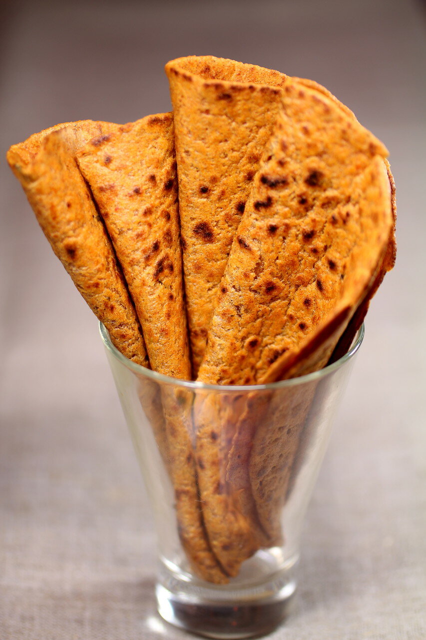 Yeast-free rye flatbreads with sun-dried tomatoes